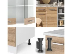 Herde|Einbauküchen<Vicco R-Line Küchenzeile Sonoma/Weiß 240 cm ohne Arbeitsplatte ohne E-Geräte