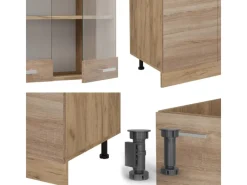 Vicco R-Line Küchenzeile Sonoma/Goldkraft Eiche 300 cm mit HochschrankAP Eiche ohne E-Geräte< Zubehör Für Küchenarmatur
