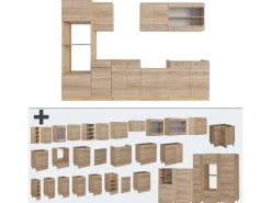 Vicco R-Line Küchenzeile Sonoma/Goldkraft Eiche 300 cm mit HochschrankAP Eiche ohne E-Geräte< Zubehör Für Küchenarmatur