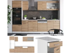 Clearance Vicco R-Line Küchenzeile Sonoma 300 cm mit HochschrankAP Marmor ohne E-Geräte Sonoma Eiche