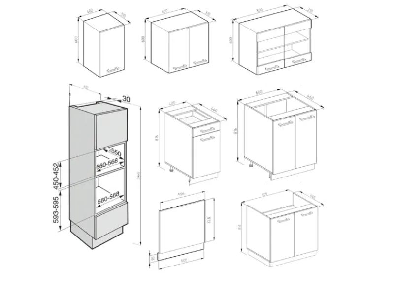Clearance Vicco R-Line Küchenzeile Sonoma 300 cm mit HochschrankAP Marmor ohne E-Geräte Sonoma Eiche