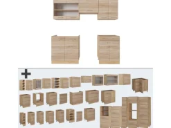 Vicco R-Line Küchenzeile Sonoma/Goldkraft Eiche 200 cm AP Eiche ohne E-Geräte< Pantryküchen