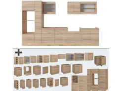 Einbauküchen<Vicco R-Line Küchenzeile Sonoma/Goldkraft Eiche 350 cm AP Anthrazit ohne E-Geräte