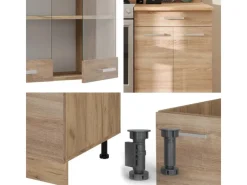 Vicco R-Line Küchenzeile Sonoma/Goldkraft Eiche 200 cm ohne Arbeitsplatte ohne E-Geräte< Einbauküchen