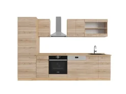 Vicco R-Line Küchenzeile Sonoma/Goldkraft Eiche 300 cm ohne Arbeitsplatte ohne E-Geräte< Kochfelder|Kühlschränke