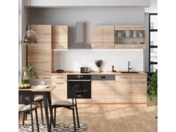 Vicco R-Line Küchenzeile Sonoma/Goldkraft Eiche 300 cm ohne Arbeitsplatte ohne E-Geräte< Kochfelder|Kühlschränke
