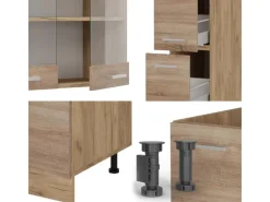 Einbauküchen<Vicco R-Line Küchenzeile Sonoma/Goldkraft Eiche 350 cm ohne Arbeitsplatte ohne E-Geräte
