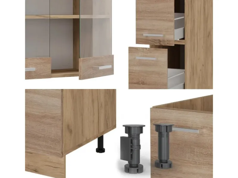 Einbauküchen<Vicco R-Line Küchenzeile Sonoma/Goldkraft Eiche 350 cm ohne Arbeitsplatte ohne E-Geräte