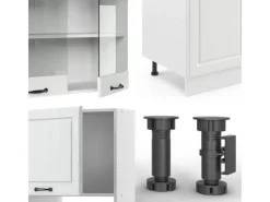 Vicco R-Line Küchenzeile Weiß Landhaus/Weiß 300 cm mit HochschrankAP Eiche ohne E-Geräte< Einbauküchen