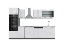 Vicco R-Line Küchenzeile /Anthrazit 300 cm mit HochschrankAP Marmor ohne E-Geräte< Einbauküchen