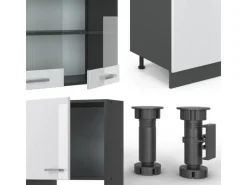 Einbauküchen<Vicco R-Line Küchenzeile /Anthrazit 300 cm mit HochschrankAP Eiche ohne E-Geräte