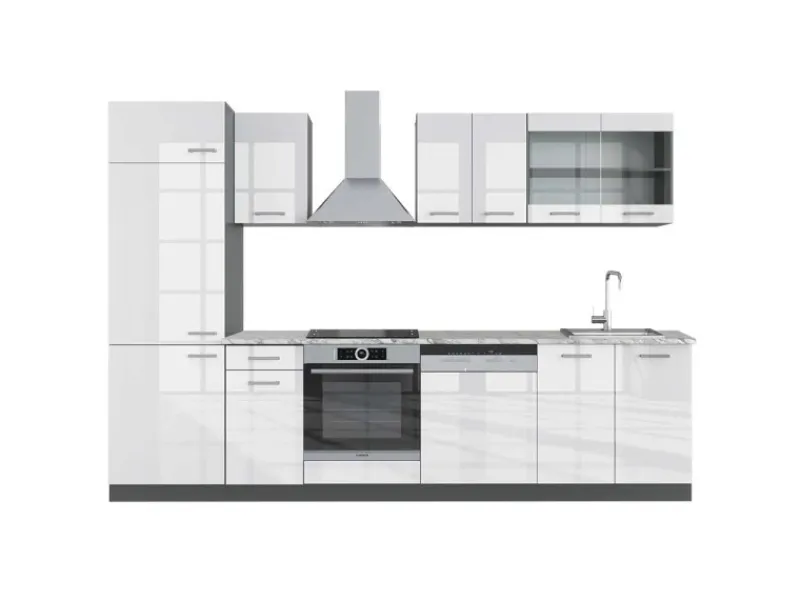 Küchenschränke<Vicco R-Line Küchenzeile /Anthrazit 300 cm AP Marmor ohne E-Geräte