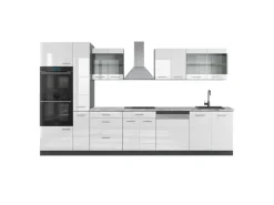 Vicco R-Line Küchenzeile /Anthrazit 350 cm mit HochschrankAP Marmor ohne E-Geräte< Einbauküchen