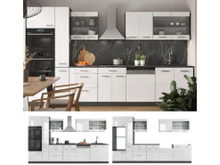 Vicco R-Line Küchenzeile /Anthrazit 350 cm mit HochschrankAP Marmor ohne E-Geräte< Einbauküchen