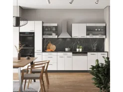 Vicco R-Line Küchenzeile /Anthrazit 350 cm mit HochschrankAP Marmor ohne E-Geräte< Einbauküchen
