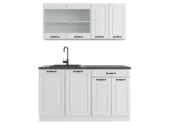 Vicco R-Line Küchenzeile Weiß Landhaus/Weiß 140 cm AP Anthrazit ohne E-Geräte< Einbauküchen