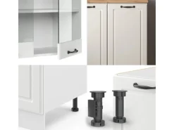 Vicco R-Line Küchenzeile Weiß Landhaus/Weiß 140 cm AP Anthrazit ohne E-Geräte< Einbauküchen