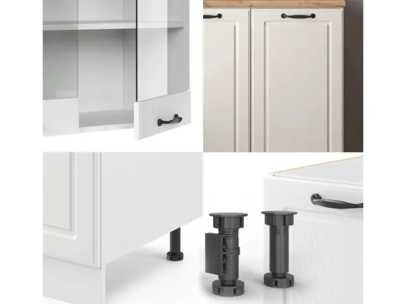 Vicco R-Line Küchenzeile Weiß Landhaus/Weiß 140 cm AP Anthrazit ohne E-Geräte< Einbauküchen