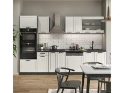 Vicco R-Line Küchenzeile Weiß Landhaus/Anthrazit 300 cm mit HochschrankAP Marmor ohne E-Geräte< Einbauküchen