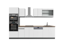 Einbauküchen<Vicco R-Line Küchenzeile /Anthrazit 300 cm mit HochschrankAP Eiche ohne E-Geräte