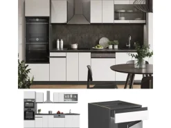 Einbauküchen<Vicco R-Line Küchenzeile /Anthrazit 300 cm mit HochschrankAP Eiche ohne E-Geräte