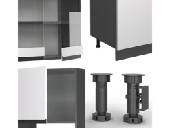 Einbauküchen<Vicco R-Line Küchenzeile /Anthrazit 300 cm mit HochschrankAP Eiche ohne E-Geräte