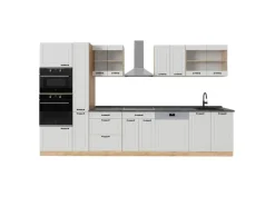 Einbauküchen<Vicco R-Line Küchenzeile Weiß Landhaus/Goldkraft Eiche 350 cm AP Anthrazit ohne E-Geräte
