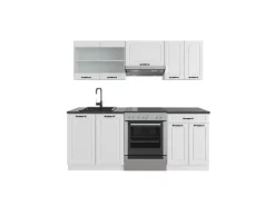 Vicco R-Line Küchenzeile Weiß Landhaus/Weiß 200 cm AP Anthrazit ohne E-Geräte< Einbauküchen