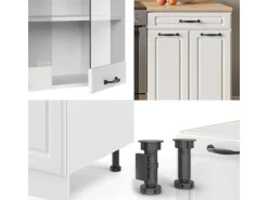 Vicco R-Line Küchenzeile Weiß Landhaus/Weiß 200 cm AP Anthrazit ohne E-Geräte< Einbauküchen