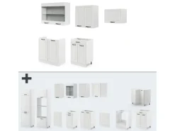Single-Küchen<Vicco R-Line Küchenzeile Weiß Landhaus/Weiß 200 cm AP Marmor ohne E-Geräte