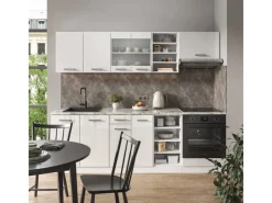 Vicco R-Line Küchenzeile Hochglanz/ 240 cm AP Marmor ohne E-Geräte< Einbauküchen