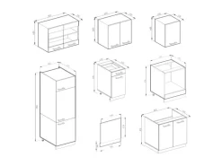 Vicco R-Line Küchenzeile Weiß Landhaus/Anthrazit 300 cm AP Eiche ohne E-Geräte Weiß Strukturiert