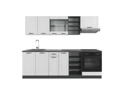 Einbauküchen<Vicco R-Line Küchenzeile Weiß Landhaus/Anthrazit 240 cm ohne Arbeitsplatte ohne E-Geräte