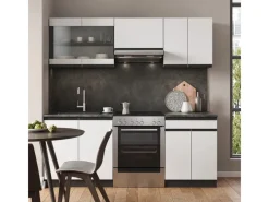 Outlet Vicco R-Line Küchenzeile /Anthrazit 200 cm AP Eiche ohne E-Geräte Weiß