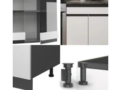 Outlet Vicco R-Line Küchenzeile /Anthrazit 200 cm AP Eiche ohne E-Geräte Weiß