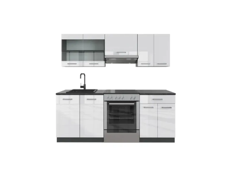 Einbauküchen<Vicco R-Line Küchenzeile /Anthrazit 200 cm ohne Arbeitsplatte ohne E-Geräte