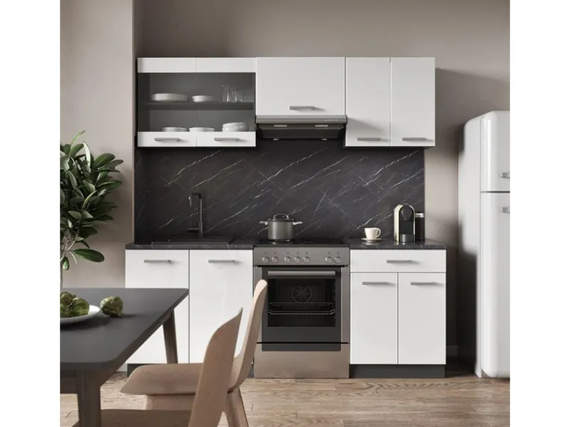 Einbauküchen<Vicco R-Line Küchenzeile /Anthrazit 200 cm ohne Arbeitsplatte ohne E-Geräte