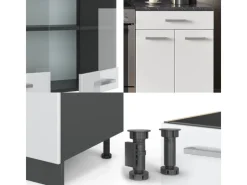 Einbauküchen<Vicco R-Line Küchenzeile /Anthrazit 200 cm ohne Arbeitsplatte ohne E-Geräte