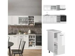 Vicco R-Line Küchenzeile Hochglanz/ 240 cm AP Anthrazit ohne E-Geräte< Einbauküchen