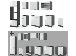 Küchenschränke<Vicco R-Line Küchenzeile /Anthrazit 300 cm mit Hochschrankohne Arbeitsplatte ohne E-Geräte
