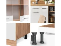 Online Vicco R-Line Küchenzeile Weiß Hochglanz/Goldkraft Eiche 240 cm AP Eiche ohne E-Geräte Hochglanz Weiß