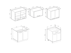 Vicco R-Line Küchenzeile Weiß Landhaus/Anthrazit 200 cm ohne Arbeitsplatte ohne E-Geräte< Einbauküchen
