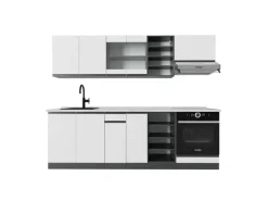 Vicco R-Line Küchenzeile /Anthrazit 240 cm AP Marmor ohne E-Geräte< Einbauküchen