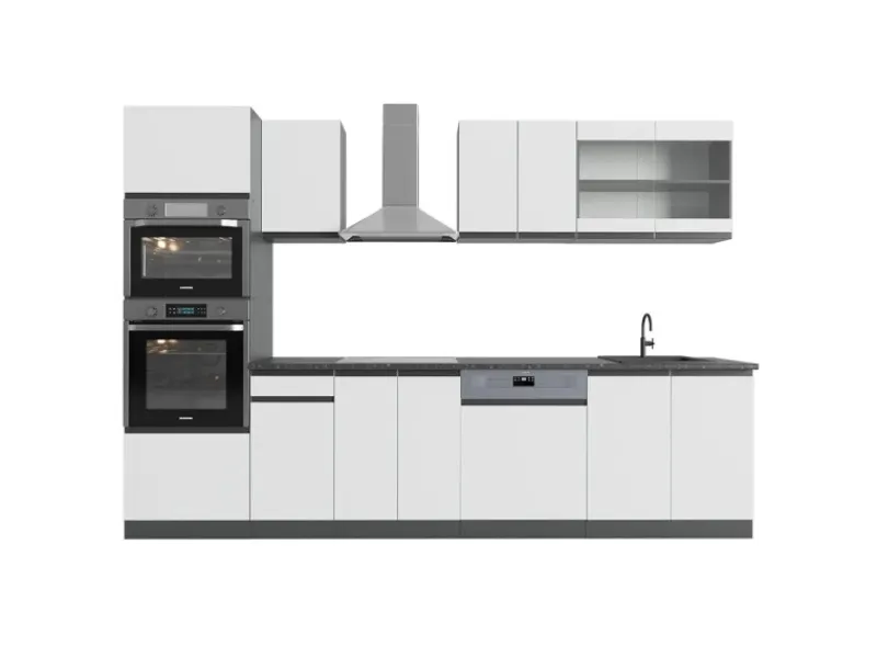Vicco R-Line Küchenzeile /Anthrazit 300 cm mit HochschrankAP Anthrazit ohne E-Geräte< Einbauküchen
