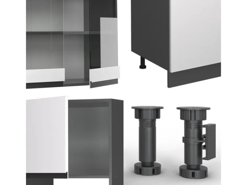 Vicco R-Line Küchenzeile /Anthrazit 300 cm mit HochschrankAP Anthrazit ohne E-Geräte< Einbauküchen
