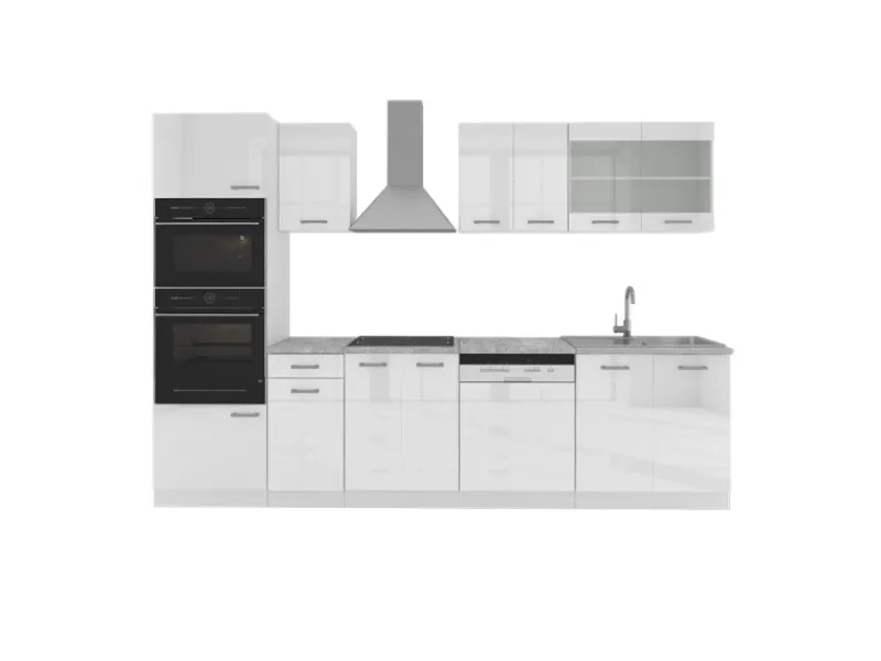 Vicco R-Line Küchenzeile 300 cm mit Hochschrankohne Arbeitsplatte ohne E-Geräte< Kühlschränke