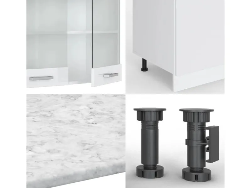 Vicco R-Line Küchenzeile 300 cm mit Hochschrankohne Arbeitsplatte ohne E-Geräte< Kühlschränke