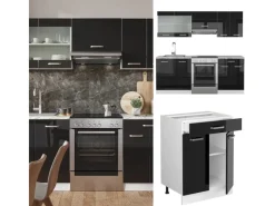 Einbauküchen<Vicco R-Line Komplettküche /Weiß 200 cm Ohne Arbeitsplatte ohne E-Geräte