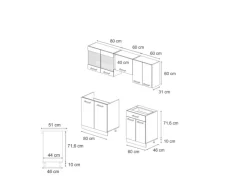 Einbauküchen<Vicco R-Line Komplettküche /Weiß 200 cm Ohne Arbeitsplatte ohne E-Geräte