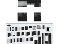 Einbauküchen<Vicco R-Line Komplettküche /Weiß 200 cm Ohne Arbeitsplatte ohne E-Geräte